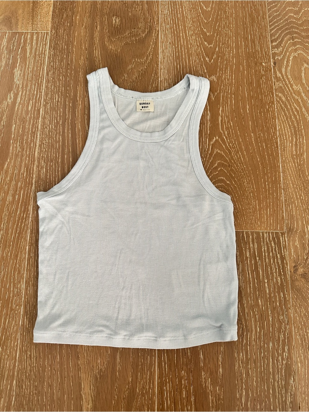 Aritzia Sunday Best Pale Blue Ribbed Tank XS